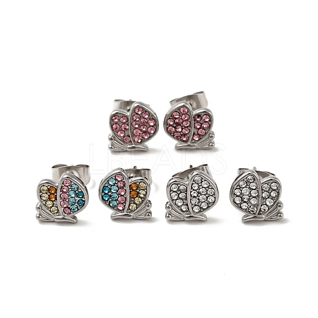 Rhinestone Butterfly Stud Earrings with 316 Surgical Stainless Steel Pins EJEW-A081-14P-1