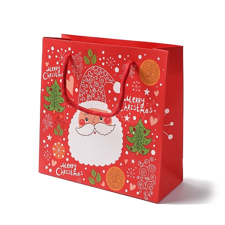 Christmas Santa Claus Print Paper Gift Bags with Nylon Cord Handle CARB-K003-01B-02-1