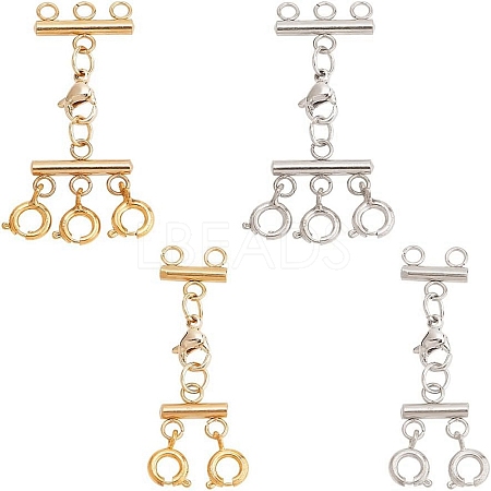 4Pcs 4 Styles Multi-Strand 304 Stainless Steel Lobster Claw Clasps FIND-AB00046-1