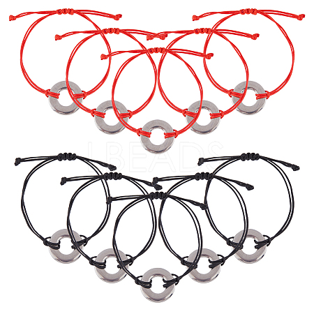 10Pcs 2 Colors Eco-Friendly Korean Waxed Polyester Braided Beaded Bracelets BJEW-DC00004-1