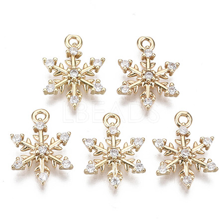 Brass Micro Pave Cubic Zirconia Charms for Christmas X-KK-R111-033-1