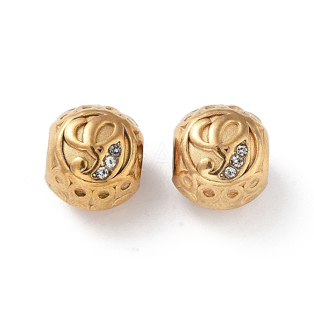 Ion Plating(IP) 304 Stainless Steel Rhinestone European Beads STAS-A092-10G-G-1