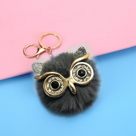 Owl Furry Pom-Pom Keychain for Women PW-WG49E57-16-1