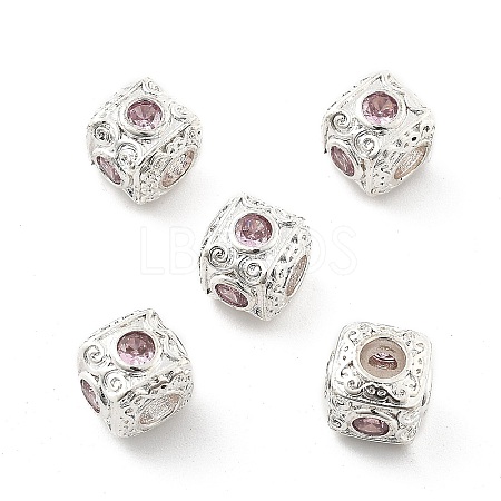 Brass Micro Pave Cubic Zirconia Beads KK-R216-17P-03-1