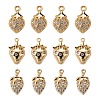 6Pcs Brass Micro Pave Clear Cubic Zirconia Charms KK-LS0001-41-1