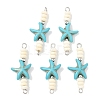 10Pcs 2 Colors Dyed Synthetic Turquoise Starfish Rondelle Beaded Connector Charms PALLOY-JF04014-2
