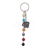 Iron Enamel with Natural Black Onyx & Fossil & Carnelian & Tiger Eye & Fire Crackle Agate Keychain KEYC-JKC00852-1