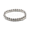 Electroplated Natural Lava Rock & Crackle Quartz Round Beads Energy Stretch Bracelets Set BJEW-JB06970-7