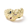 Colorful Cubic Zirconia Horse Eye Open Cuff Ring RJEW-P032-40G-2