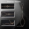 4Pcs 2 Colors Alloy Curb Chain Finger Ring Bracelets for Women BJEW-CY0001-07-5