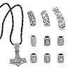 Unicraftale Alloy Norse Viking Hammer Pendant Necklace with Rope & Dreadlock Braiding Hair Tube Beads NJEW-UN0001-41A-1