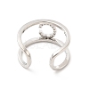 Clear Cubic Zirconia Initial Letter Open Cuff Ring RJEW-A012-01P-C-3