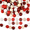 200Pcs 4 Colors Painted Natural Wood Beads WOOD-SP0001-65-1