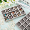 15 Grids Rectangle Wood Covered with Velvet Jewelry Trinket Display Trays AJEW-WH20054-062G-02-3