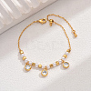 Elegant Adjustable Imitation Pearl & Brass Pave Cubic Zirconia Charm Bracelet for Women OX5546-1