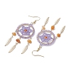 304 Stainless Steel with Glass Dangle with Natural Agate Stud Earring EJEW-MZ00185-02-4