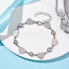 Stainless Steel Heart Link Chain Bracelet with Cubic Zirconia BJEW-JB10170-2