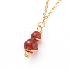 Natural Carnelian/Red Agate Pendant Necklace & Dangle Earrings Jewelry Sets SJEW-JS01060-01-3