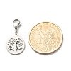 Round Ring with Tree 304 Stainless Steel Filigree Pendant Decorations HJEW-JM00573-01-4