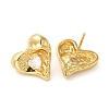 Brass with Cubic Zirconia Heart Stud Earrings EJEW-G382-24G-2