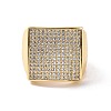 Cubic Zirconia Rectangle Open Cuff Ring RJEW-P035-05G-01-2