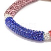 Bling Polymer Clay Rhinestone Curved Tube Beads Stretch Bracelet for Women BJEW-JB07490-05-4