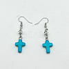 Cross Synthetic Turquoise & Alloy Dangle Earrings WG2299-23-1