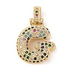 Brass Micro Pave Cubic Zirconia Pendants ZIRC-P121-01G-G-1