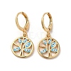 Tree with Evil Eye Real 18K Gold Plated Brass Dangle Leverback Earrings EJEW-Q797-19G-02-1