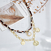 Alloy Crystal Rhinestone with Imitaiton Pearl Pendant Polyester Collar Necklaces for Women NJEW-SP0001-17A-4