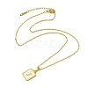 Ion Plating(IP) Rectangle with Initial Letter 304 Stainless Steel Pendant Necklace NJEW-R265-04G-J-3