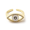 Clear Cubic Zirconia Horse Eye with Enamel Open Cuff Ring KK-H439-57G-2