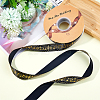 50 Yards Gold Stamping Musical Note Polyester Printed Ribbon OCOR-WH0091-34A-5