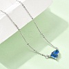 Brass Pave Cubic Zirconia Rectangle and Heart Pendant Cable Chain Necklaces KK-CBAB173-04P-08-2