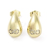 Teardrop Rack Plating Brass Cubic Zirconia Stud Earrings for Women EJEW-B047-02G-06-1