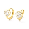 Enamel Heart Hoop Earrings with Clear Cubic Zirconia EJEW-E270-03G-2