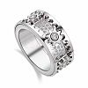 Gear Brass Micro Pave Clear Cubic Zirconia Rotatable Finger Rings FS-WGBD3BF-16-1