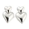 Non-Tarnish 304 Stainless Steel Double Heart Dangle Stud Earrings for Women EJEW-D076-01A-P-1