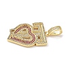Brass Micro Pave Clear Cubic Zirconia Pendants KK-B141-04G-02-2