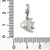 304 Stainless Steel Crystal Rhinestone Sea Animal European Dangle Charms STAS-D153-02A-P-3