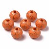 Painted Natural Wood Beads WOOD-S057-027-2
