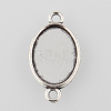 Antique Silver Tibetan Style Alloy Flat Oval Cabochon Connector Settings X-TIBE-M022-06AS-5