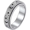 Stainless Steel Moon and Star Rotatable Finger Ring MOST-PW0001-005E-05-1