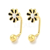 12 Pairs 6 Color 304 Stainless Steel Emanel Flower Curved Barbell Stud Earrings AJEW-C032-02G-2