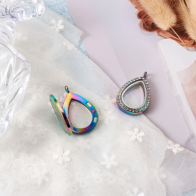 2Pcs 2 Style Alloy Magnetic Locket Pendants PALLOY-TA0002-35M-1