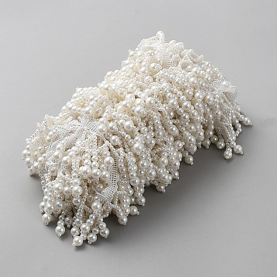 Plastic and Polyester Beaded Trim OCOR-WH0082-501-1