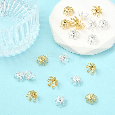 20Pcs 2 Colors Brass Bead Cap Pendant Bails KK-YW0003-45-1