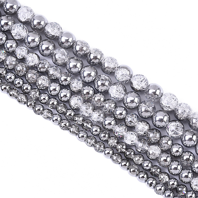 3 Strands 3 Styles Electroplated Crackle Glass Beads Strands EGLA-YW0005-12B-1