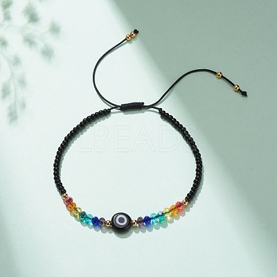 Lampwork Evil Eye & Glass Beaded Bracelet BJEW-JB08367-04-1
