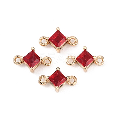 Brass Pave Glass Rhombus Links Connector Charms GLAA-Q088-001J-1